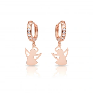 Melek Küpe Taşlı Sallantılı - Rose