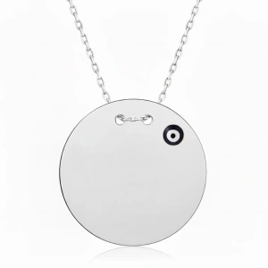 Nazar Boncuklu Plaka Gümüş Kolye - Gümüş