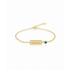 Nazarlı Gümüş İsim Bileklik - Altın