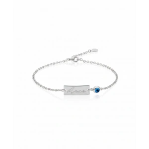 Nazarlı Gümüş İsim Bileklik - Gümüş