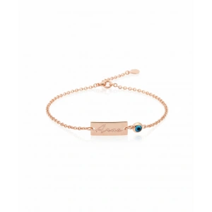 Nazarlı Gümüş İsim Bileklik - Rose