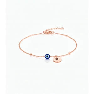 Nazarlı Harf Gümüş Halhal - Rose