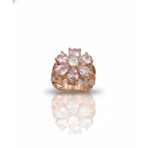 Pembe Taşlı Sevgi Çiçeği Gümüş Yüzük - Rose