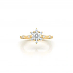 Pırlanta Montür Aşk Güneşi Gümüş Yüzük - Altın