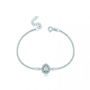 Pırlanta Montür Yağmur Tanesi Işıltılı Gümüş Bileklik - Altın