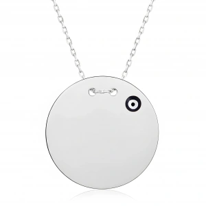 Nazar Boncuklu Plaka Gümüş Kolye - Gümüş