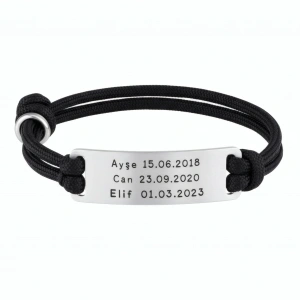Plaka İsimli Gümüş İpli Bileklik - Gümüş