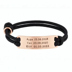 Plaka İsimli Gümüş İpli Bileklik - Rose