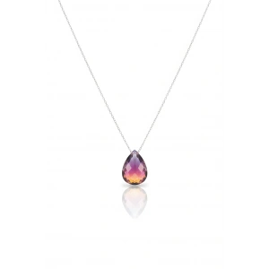 Renkli His Taşı Gümüş Kolye 925 Ayar - Gümüş