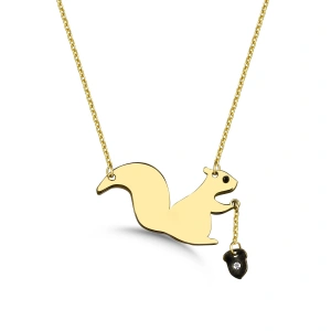 Sincap Taşlı Gümüş Kolye - Altın