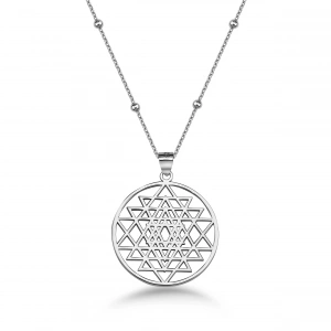 Sri Yantra Gümüş Kolye - Gümüş