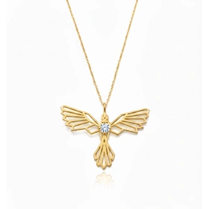 Tasarım Anka Kuşu Gümüş Kolye - Altın