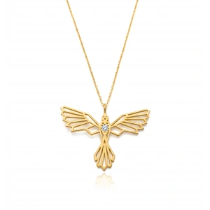 Tasarım Anka Kuşu Gümüş Kolye - Altın