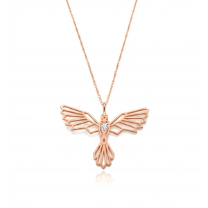 Tasarım Anka Kuşu Gümüş Kolye - Rose