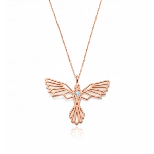 Tasarım Anka Kuşu Gümüş Kolye - Rose