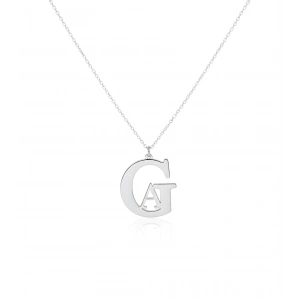 Tasarım İç İçe Harf Gümüş Kolye - Gümüş