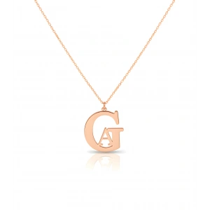 Tasarım İç İçe Harf Gümüş Kolye - Rose