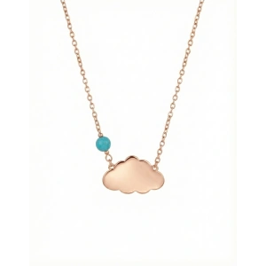 Turkuaz Taşlı Zarif Bulut Gümüş Kolye - Rose