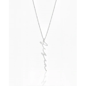 Yeni Trend Dikey Imza 925 Ayar Gümüş Kolye - Gümüş