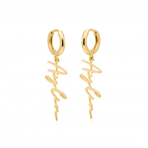 Yeni Trend İsim Küpe - Altın