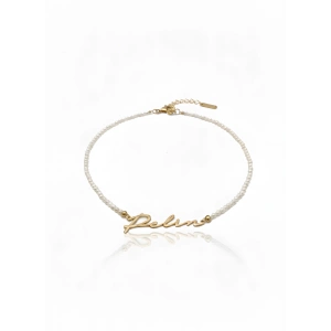 Yeni Trend Yatay İncili İsim Kolye - Rose