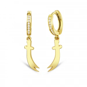 Zülfikar Taşlı Gümüş Küpe - Altın