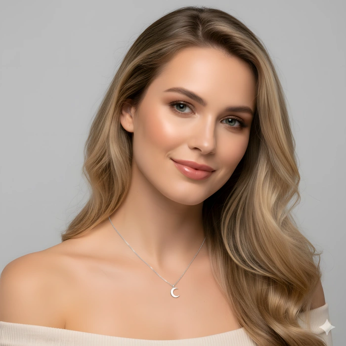 Ay Gümüş Kolye - Gümüş