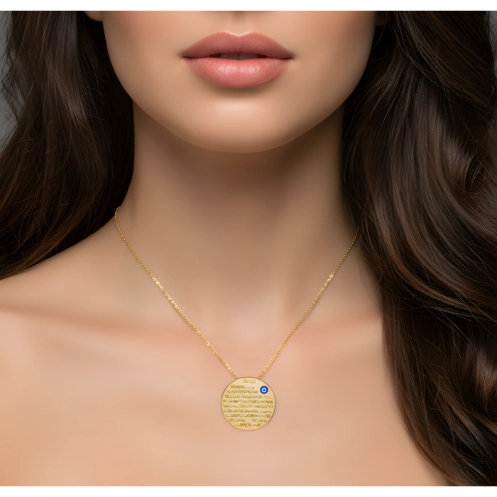 Ayetel Kürsi Yazılı Gümüş Kolye - Gümüş