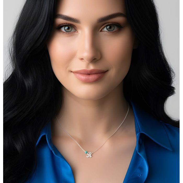 Boncuklu Minik Harf Kolye - Rose