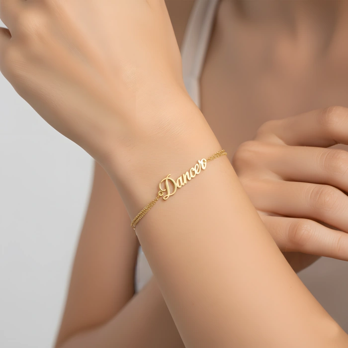 Gümüş İsim Bileklik - Altın