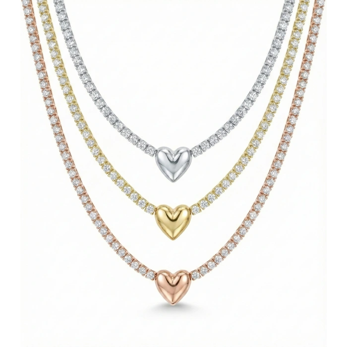 Kalp Suyolu Taşlı Gümüş Kolye - Gümüş