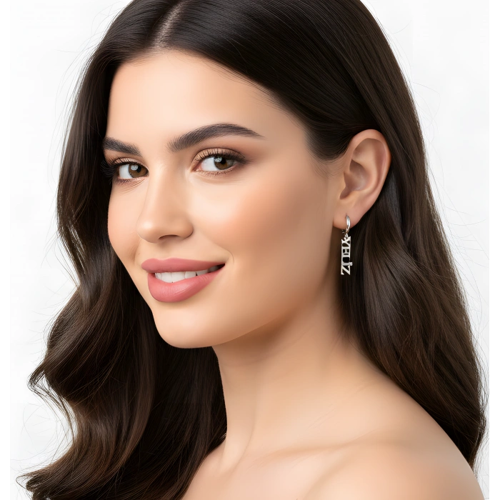 Sallantılı İsim Gümüş Küpe - Gümüş