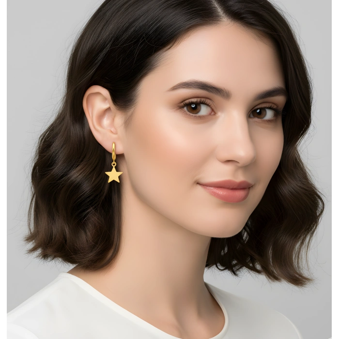 Yıldız Gümüş Küpe - Rose