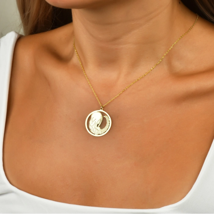 Çember Başak Burcu Gümüş Kolye - Rose