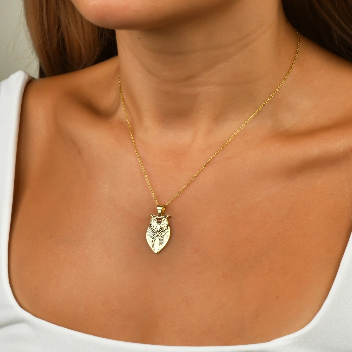 Gümüş Baykuş Kolye - Gümüş