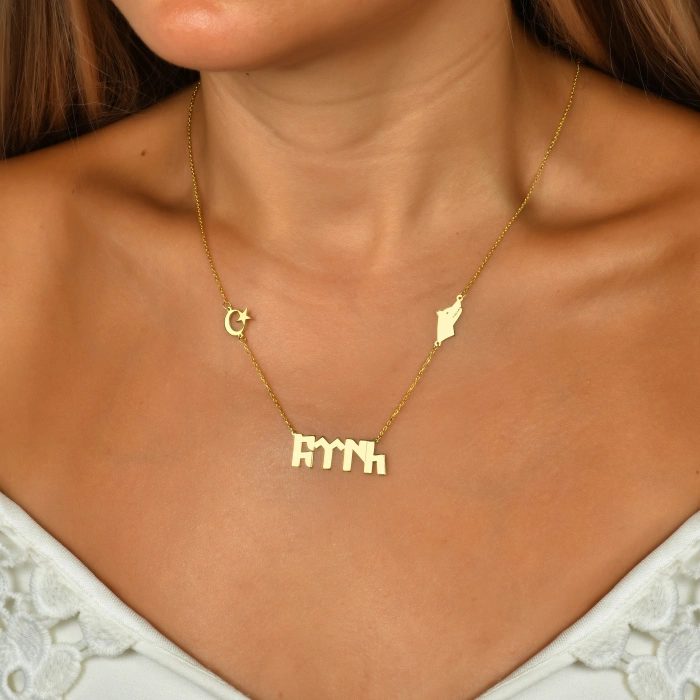 Türk Yazılı Gümüş Kolye - Gümüş