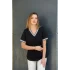 Yakası Ve Kolları Örme Şeritli Bluz