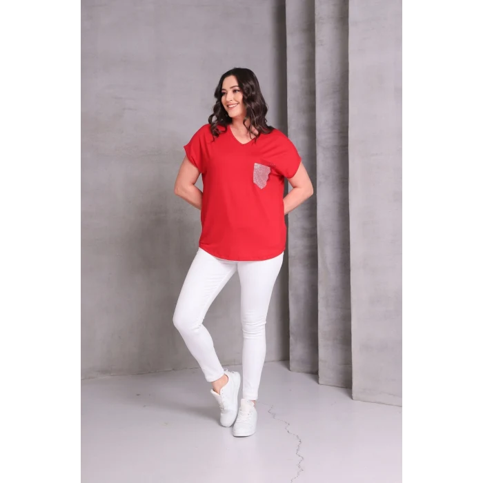 Cep Taş Baskılı Bluz