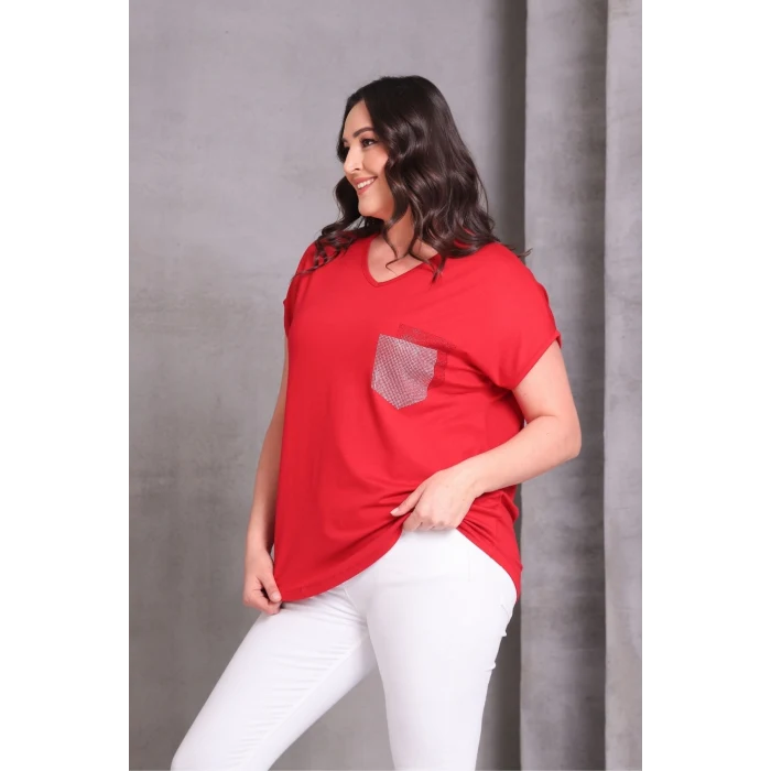 Cep Taş Baskılı Bluz