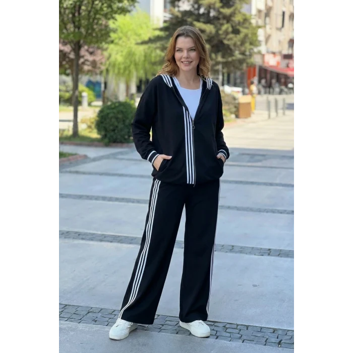Yanları Şeritli Kapüşonlu Takım