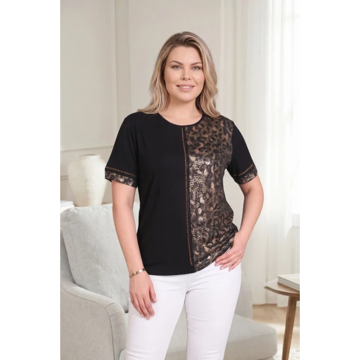 Leopar Desenli Taş Detaylı Bluz