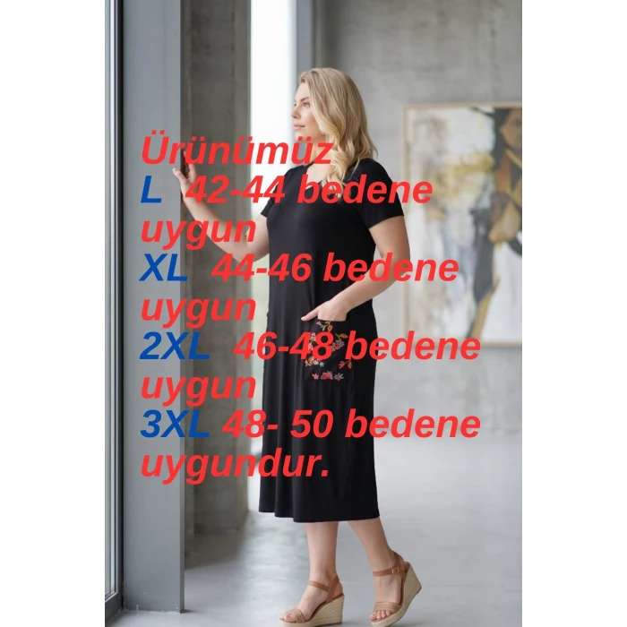 Cepleri Desenli Elbise