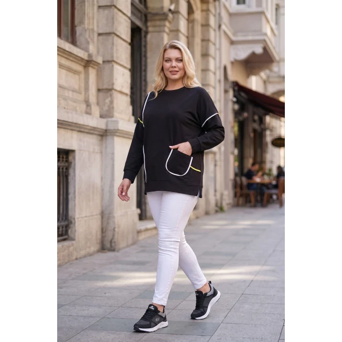 Çizgi Şeritli Cepli Sweatshirt