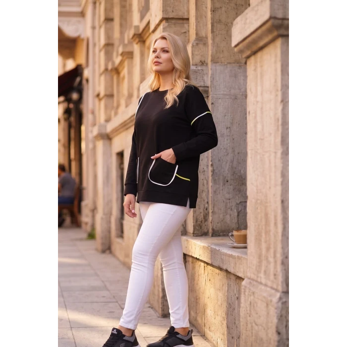 Çizgi Şeritli Cepli Sweatshirt