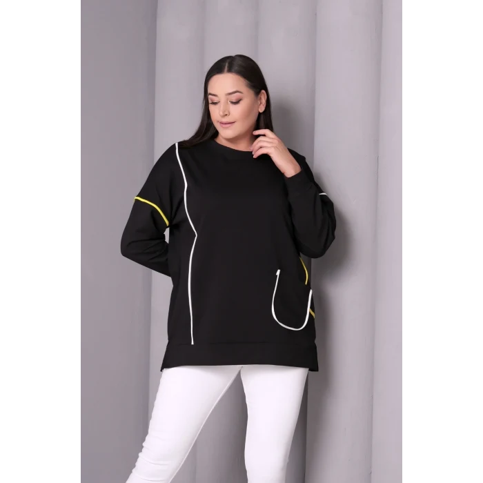 Çizgi Şeritli Cepli Sweatshirt