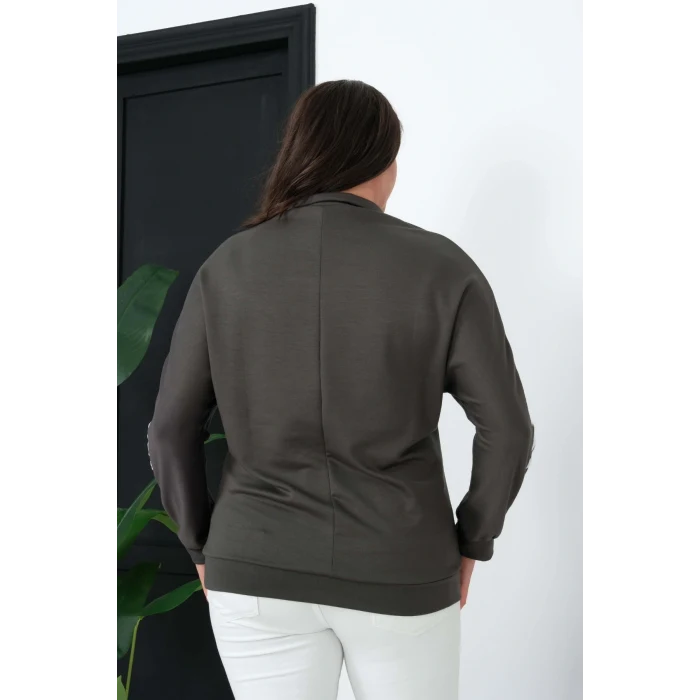 Çizgili Taş Baskılı Sweatshirt