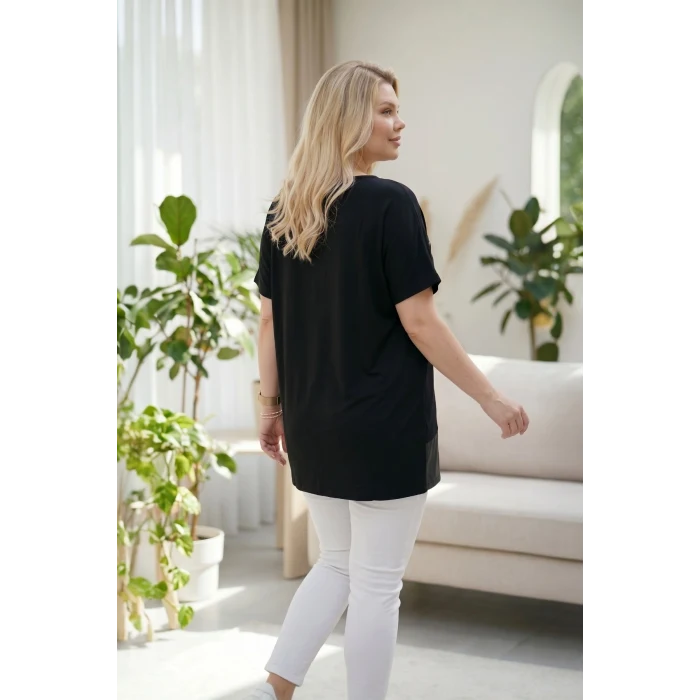 Fermuar Detaylı Asimetrik Bluz