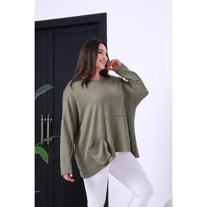 Önü Dikişli Cepli Salaş Bluz