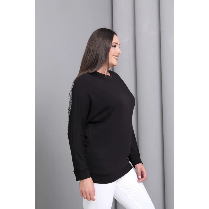 Sırtı Kanat Taş Baskılı Sweatshirt