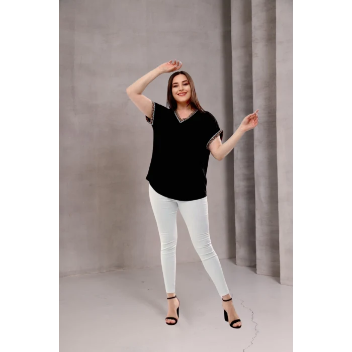 Yakas Kolları Örme Şerit Bluz